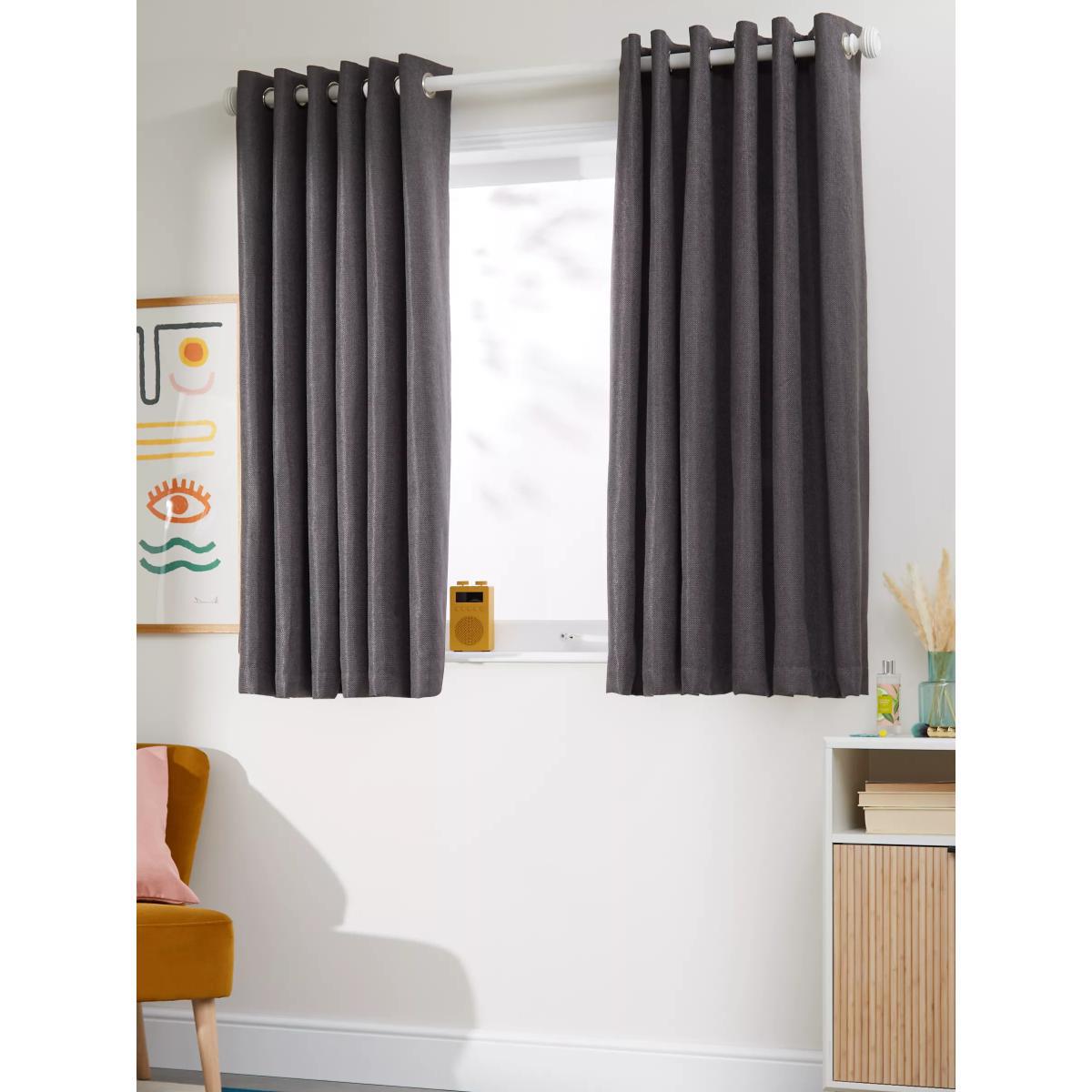 John Lewis & Partners Basket Weave Pair Blackout Lined Eyelet Curtains – image 4