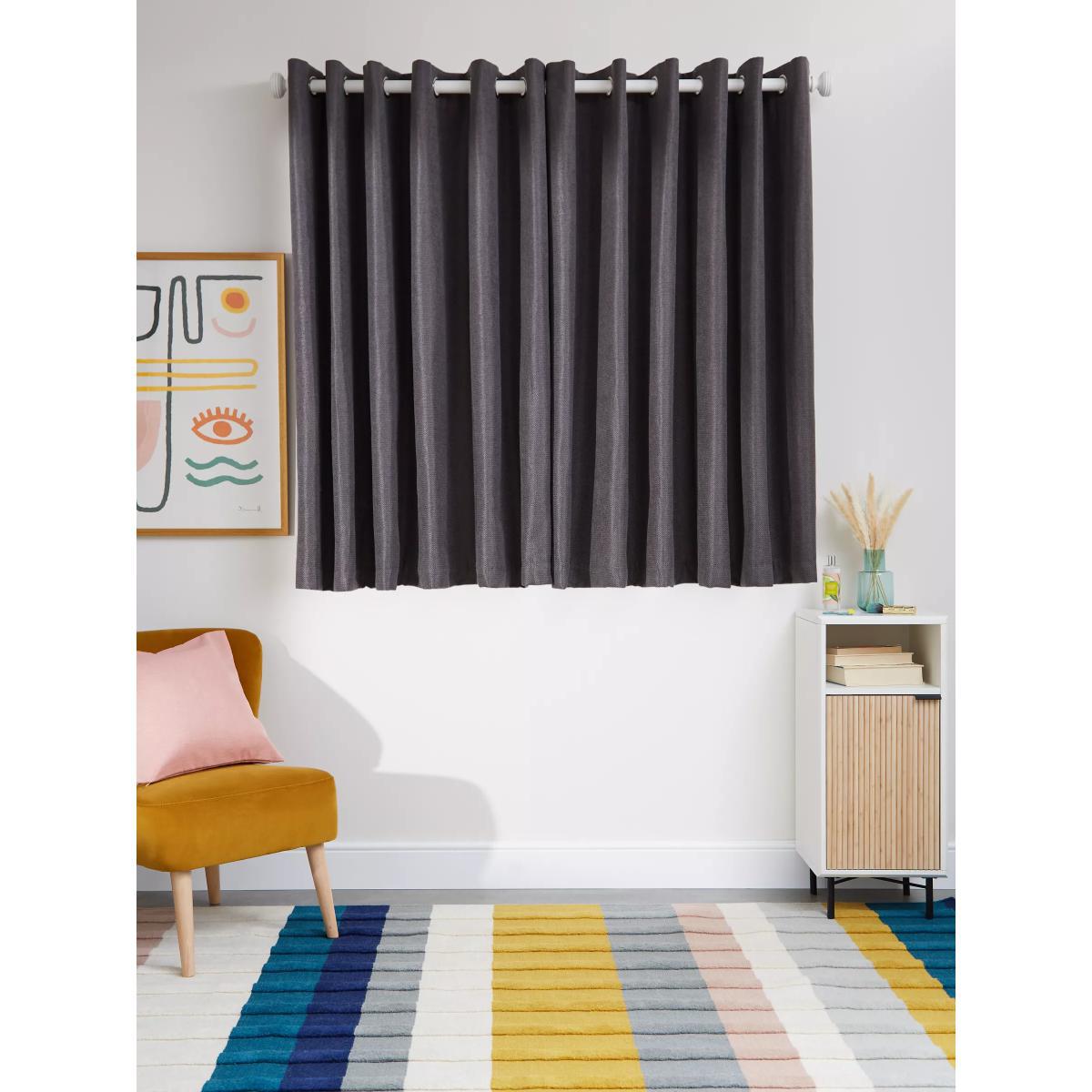 John Lewis & Partners Basket Weave Pair Blackout Lined Eyelet Curtains – image 5