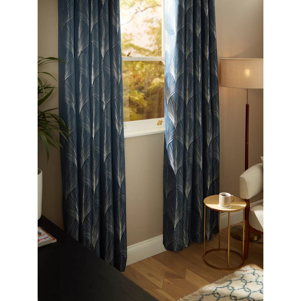 John Lewis Deco Fan Pair Lined Eyelet Curtains, Navy – image 3