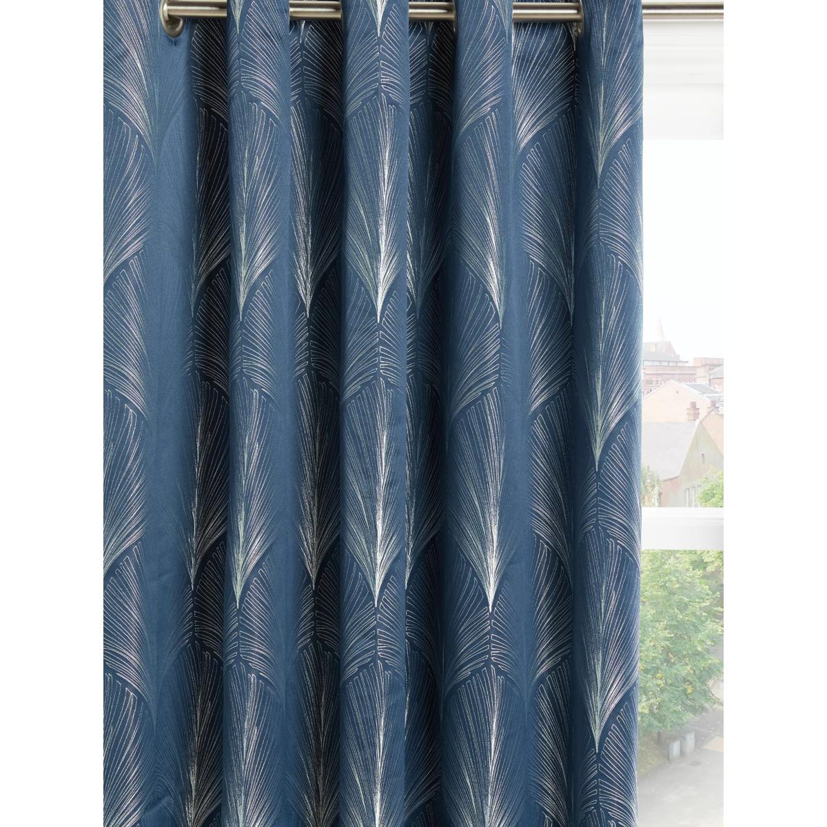 John Lewis Deco Fan Pair Lined Eyelet Curtains, Navy – image 6