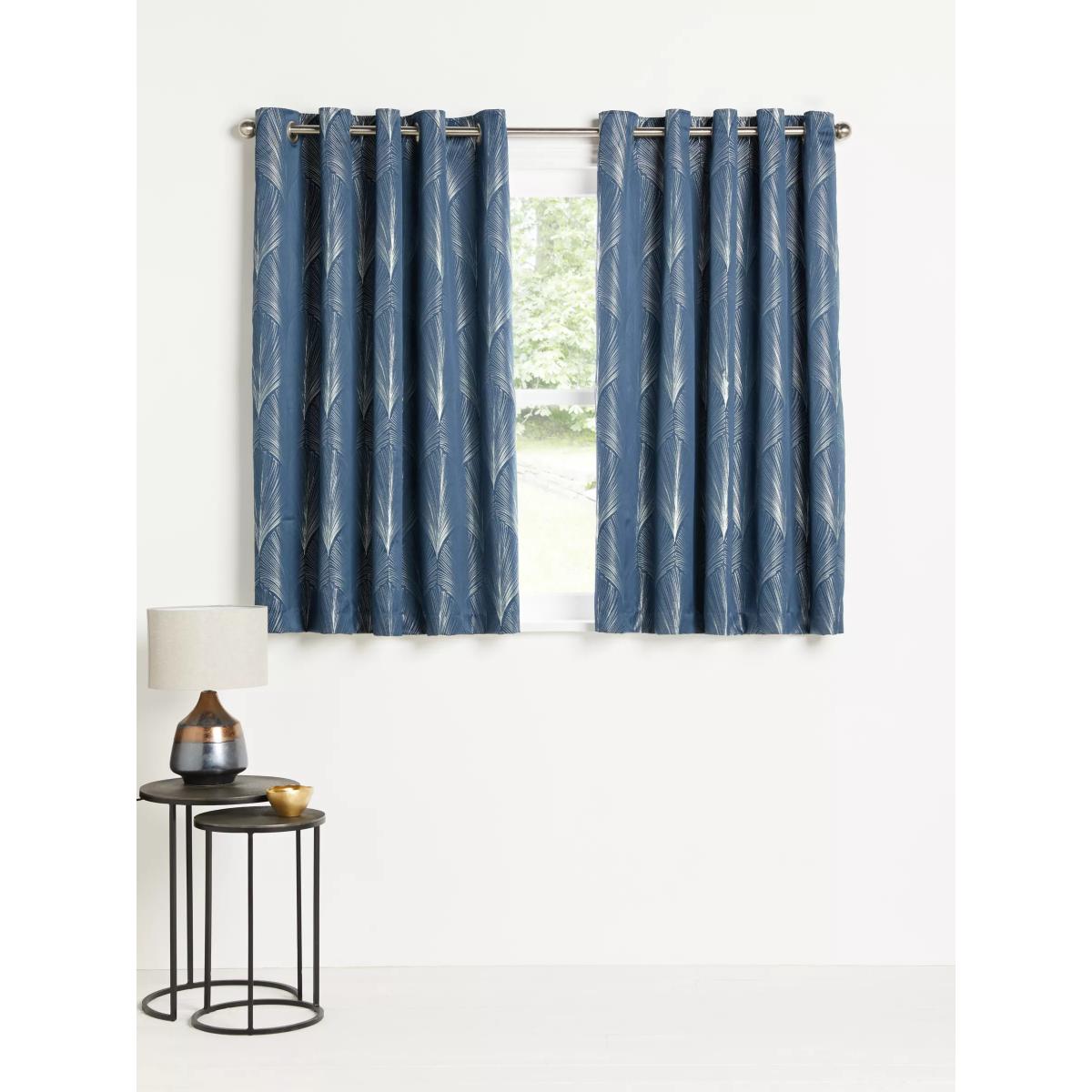 John Lewis Deco Fan Pair Lined Eyelet Curtains, Navy – image 8