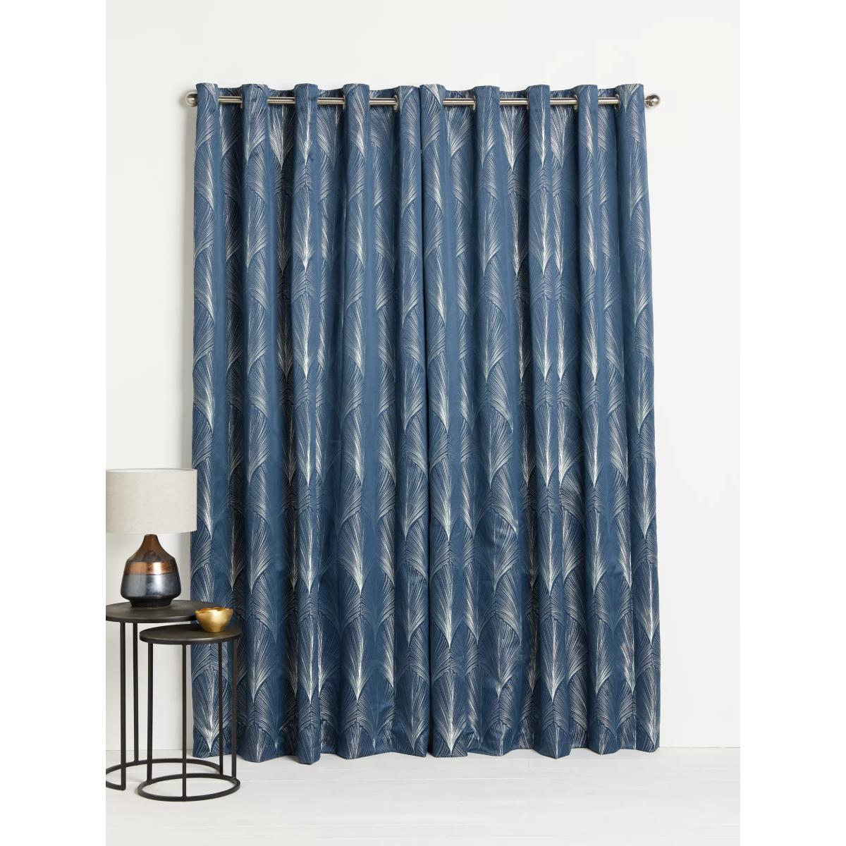 John Lewis Deco Fan Pair Lined Eyelet Curtains, Navy – image 9
