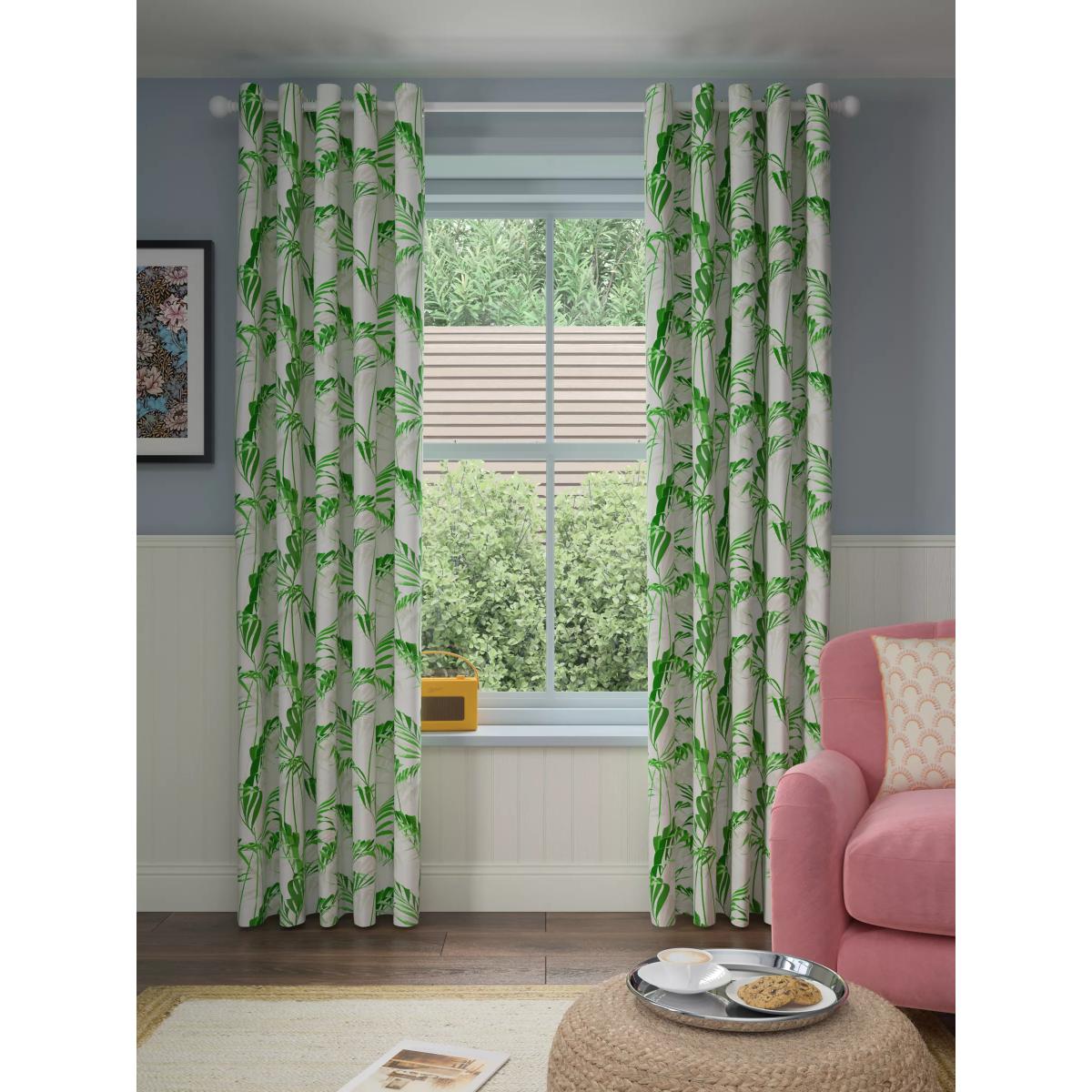 Sanderson Palm House Pair Lined Eyelet Curtains, Mint – image 2