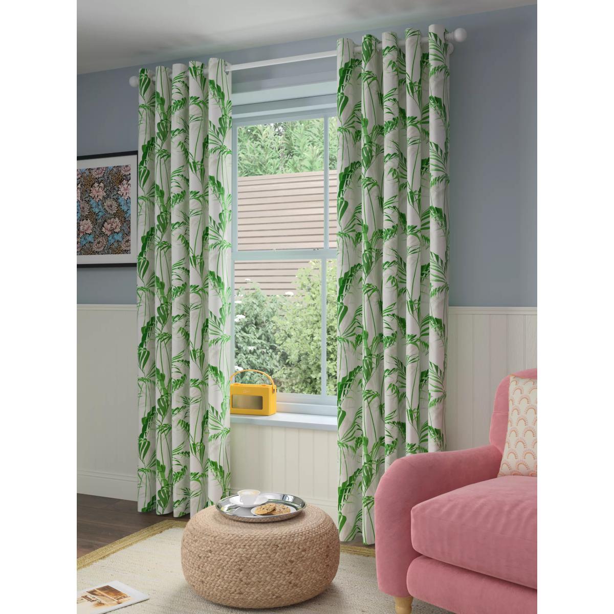 Sanderson Palm House Pair Lined Eyelet Curtains, Mint – image 3