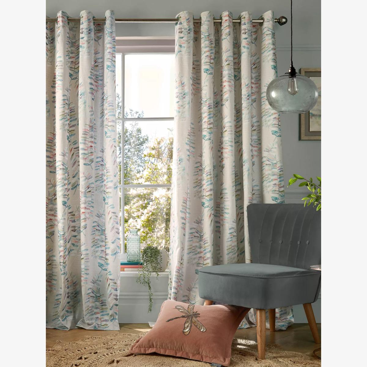 Voyage Azolla Pair Lined Eyelet Curtains, Multi – image 1
