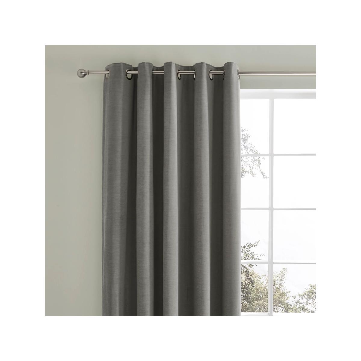 Laura Ashley Abbott Pair Lined Eyelet Curtains, Steel – image 2