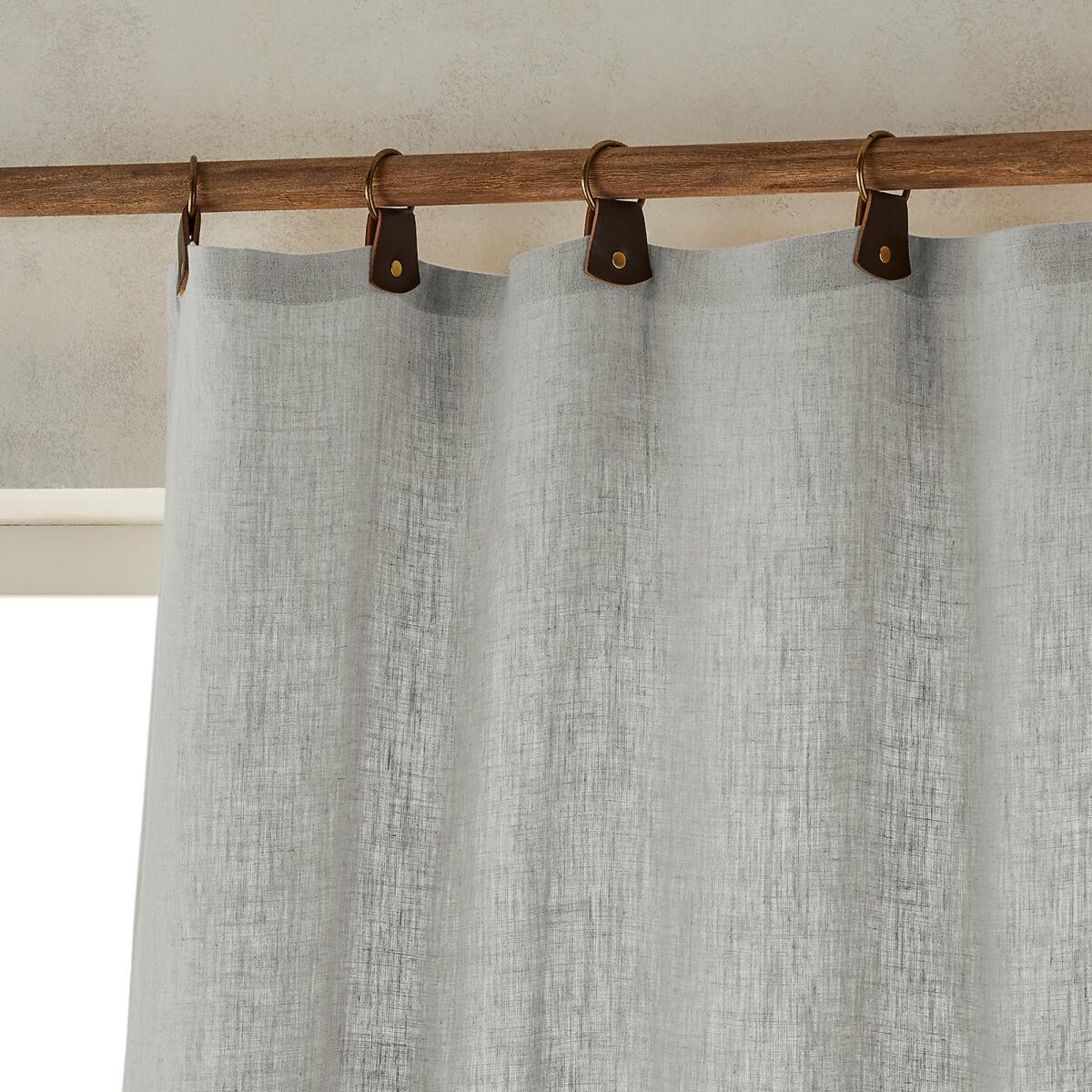 Private Single Pre-Washed Linen Curtain with Leather Tabs – image 2