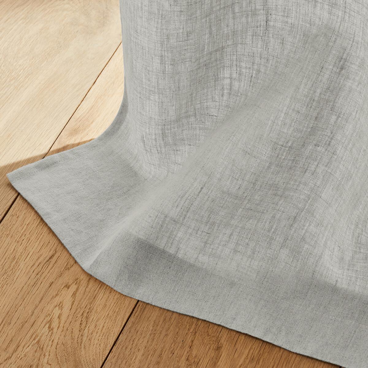 Private Single Pre-Washed Linen Curtain with Leather Tabs – image 3