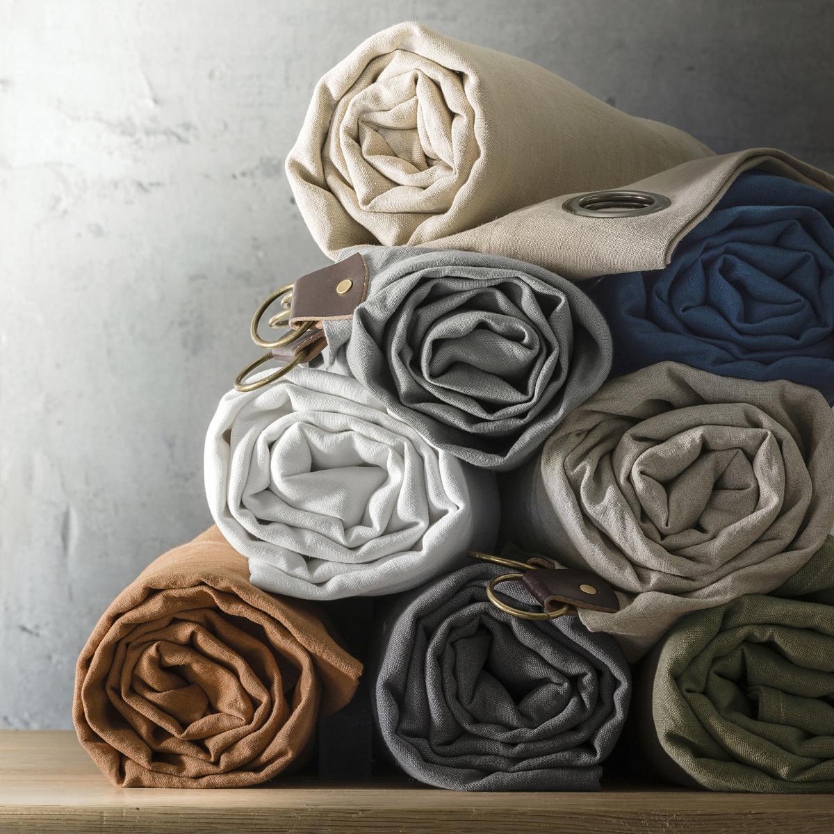 Private Single Pre-Washed Linen Curtain with Leather Tabs – image 4