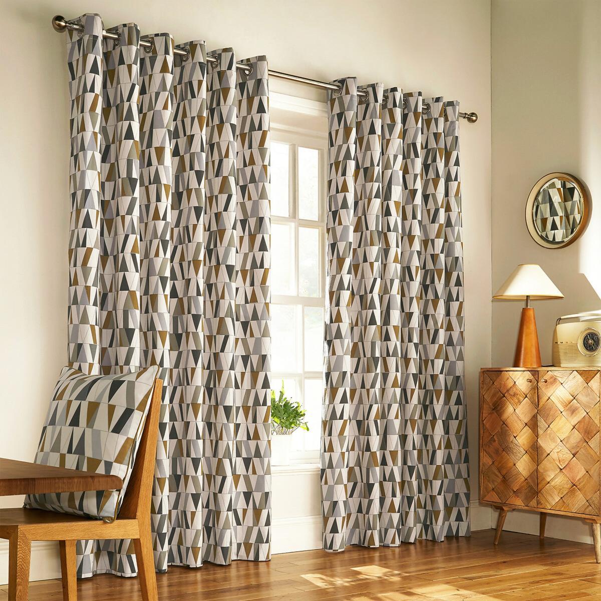 Reno Geometric Printed Eyelet Curtains – image 2