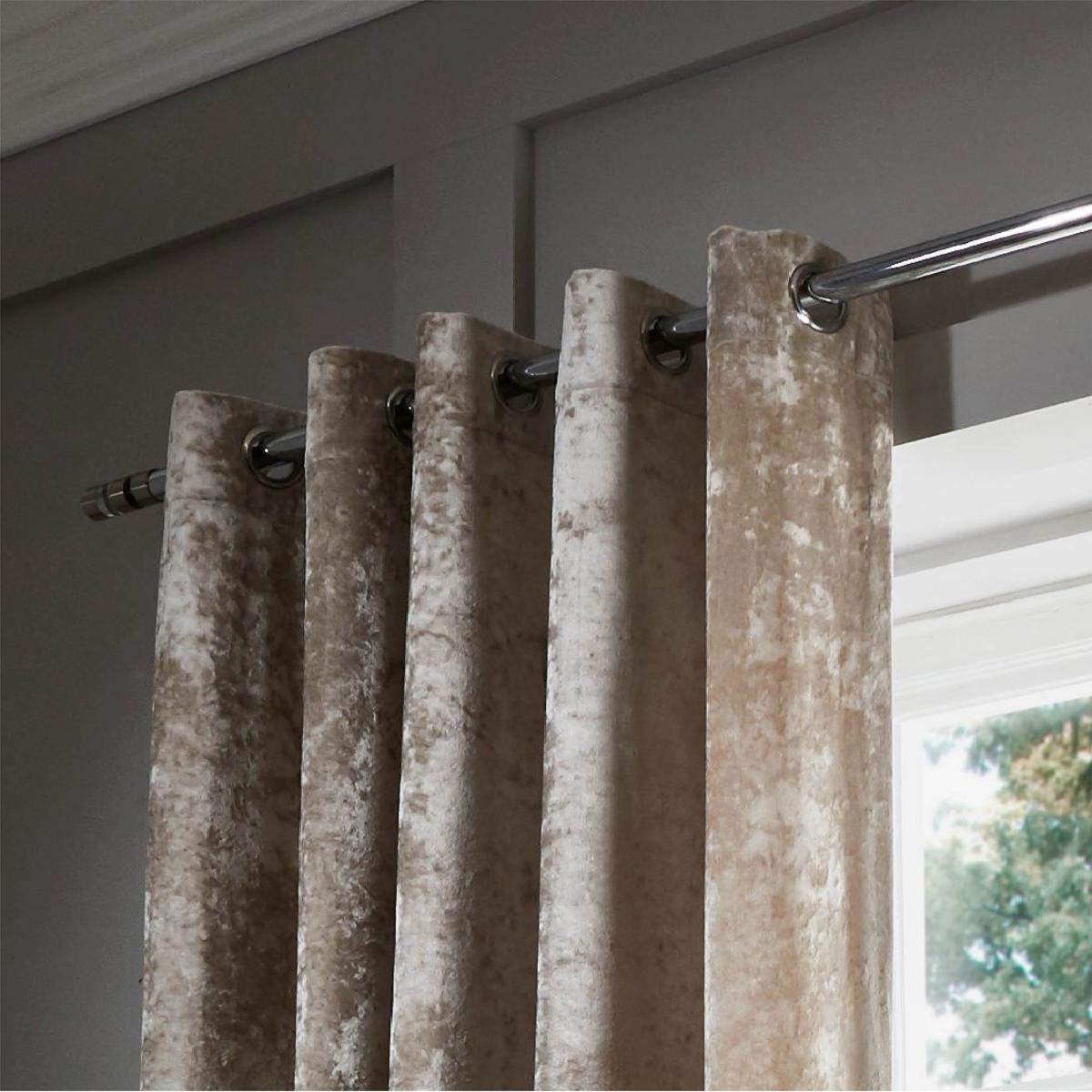Crushed Velvet Eyelet Curtain - Natural – image 2