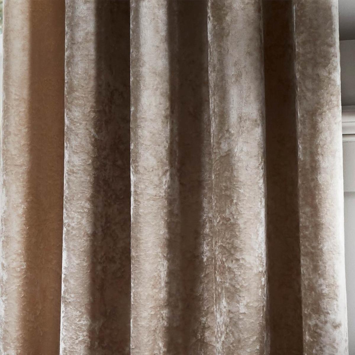 Crushed Velvet Eyelet Curtain - Natural – image 3