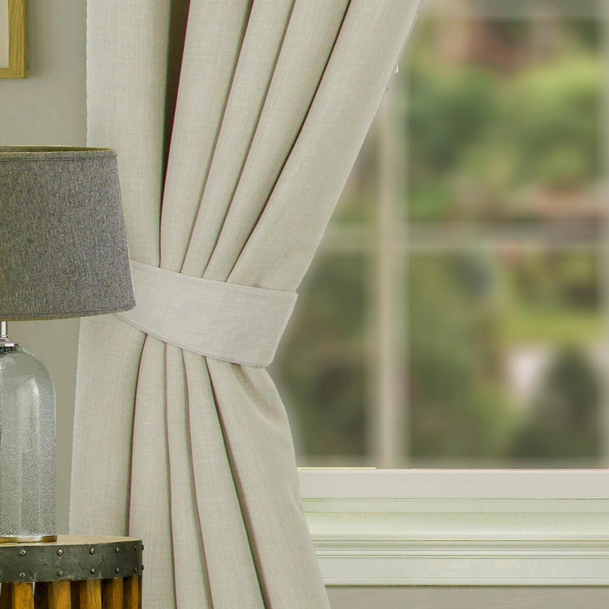 Linen Look Machine Washable Light Filtering Eyelet Curtains in Natural – image 2