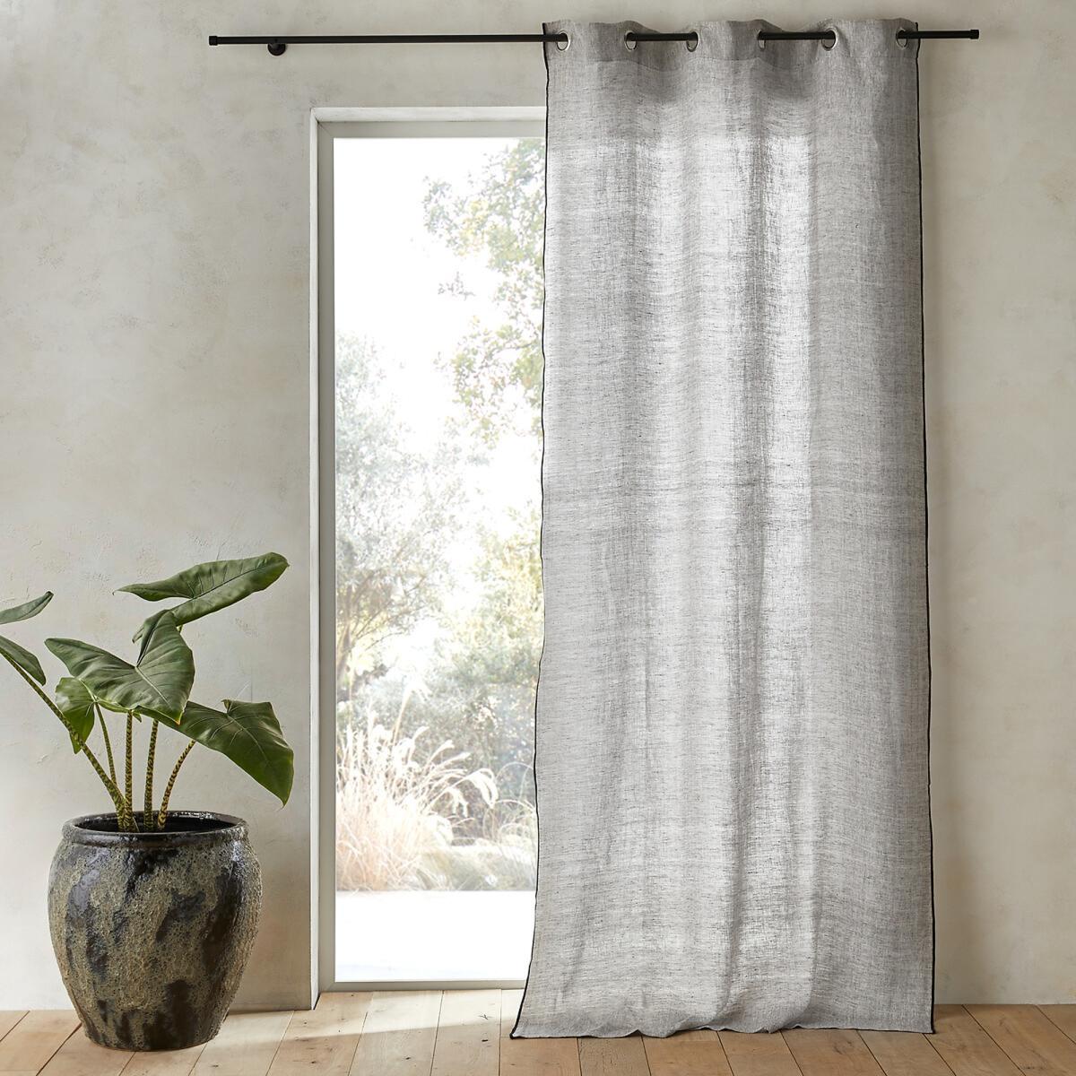 Bombaya Linen Chambray Single Curtain with Eyelets – image 1
