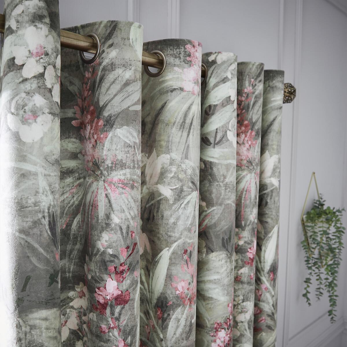 Floral Velour Digital Print Weighted Curtains – image 4
