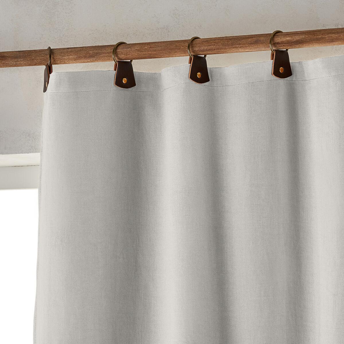 Private Single Linen Lined Blackout Curtain with Leather Tabs – image 2