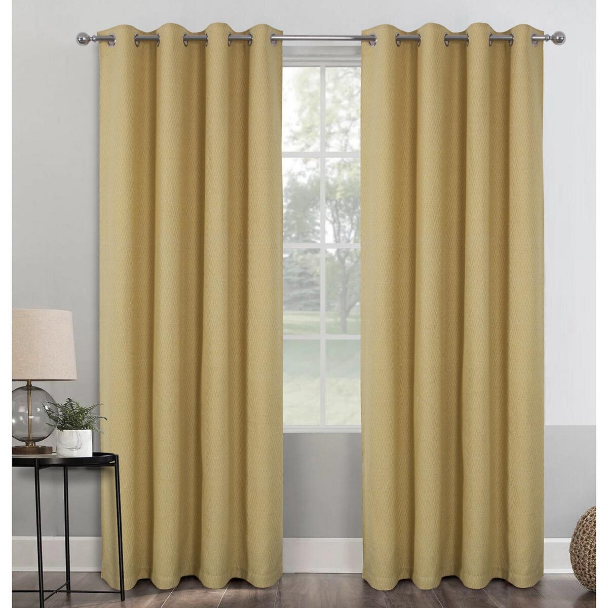 Clever Wool Woven Herringbone Blackout Lined Eyelet Curtains – image 2
