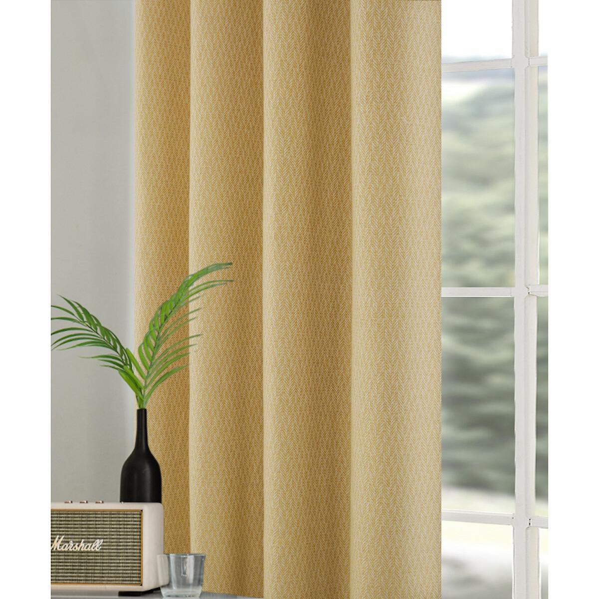 Clever Wool Woven Herringbone Blackout Lined Eyelet Curtains – image 4