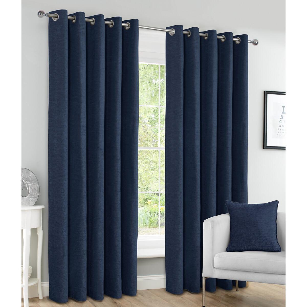 Chenille Blackout Lined Eyelet Curtains – image 2