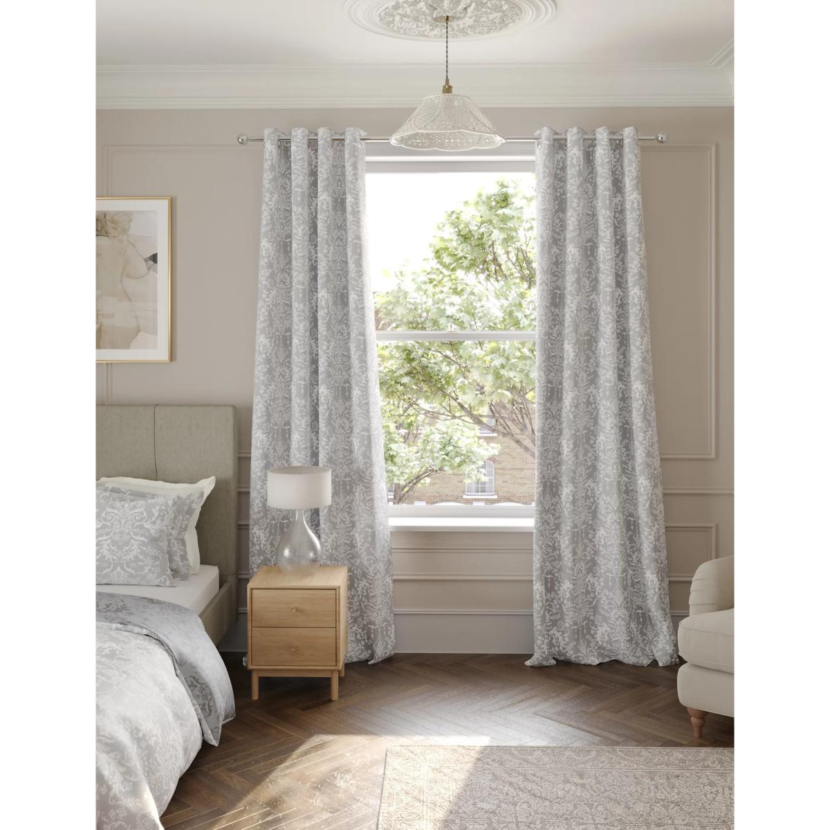 M&S Aida-Alouette Pure Cotton Eyelet Curtains - WDR54 - Grey, Grey – image 3