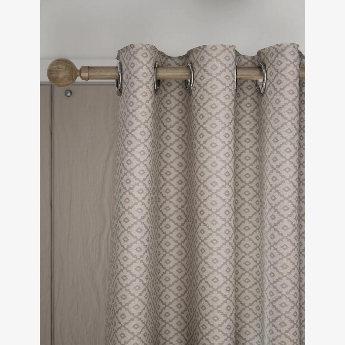 M&S Diamond Geometric Eyelet Curtains - WDR72 - Natural, Natural – image 1