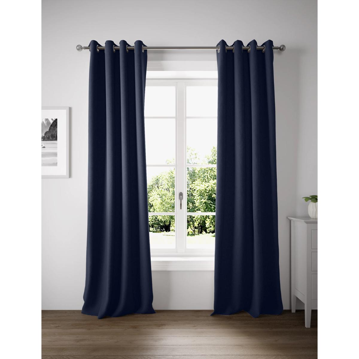 M&S Pure Cotton Eyelet Curtains - WDR72 - Navy, Navy – image 2