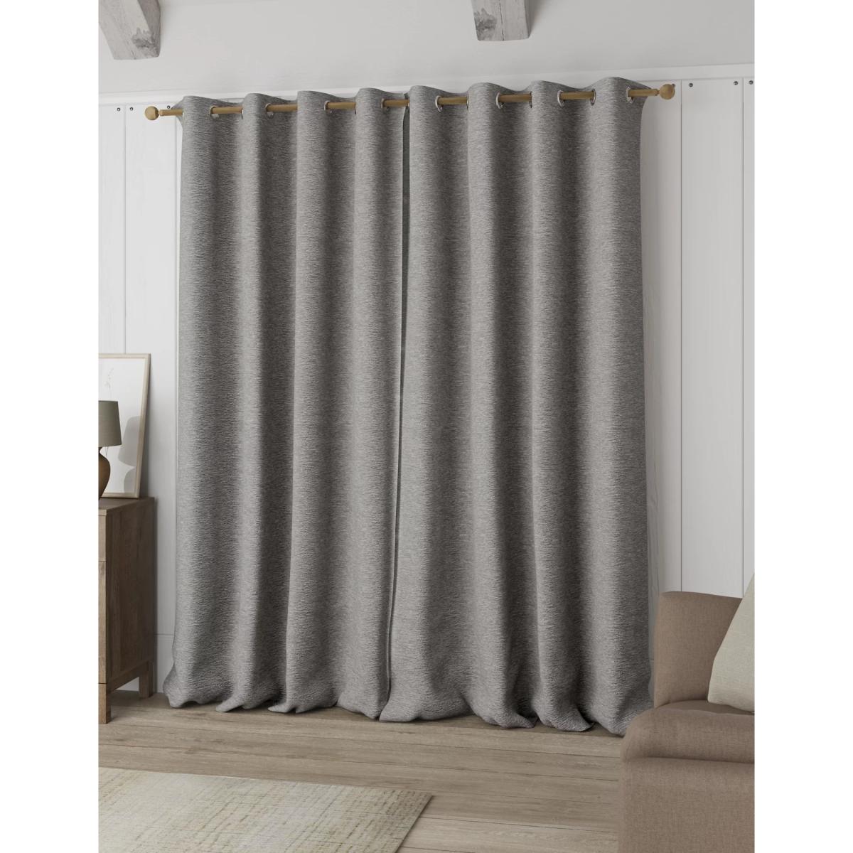 M&S Chenille Eyelet Curtains - EW90 - Navy, Navy,Light Grey – image 3