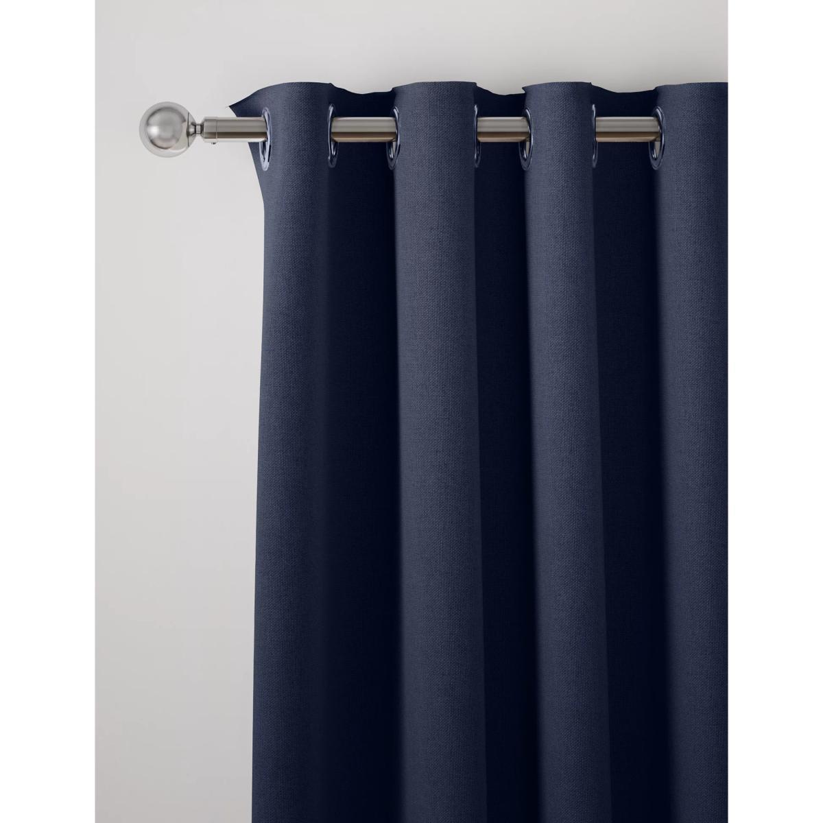 M&S Pure Cotton Eyelet Curtains - STD90 - Navy, Navy,Dark Grey,Light Grey – image 3