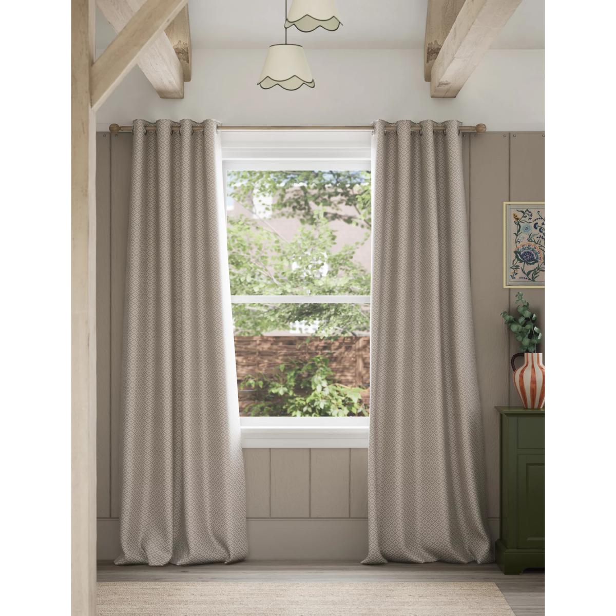 M&S Diamond Geometric Eyelet Curtains - WDR90 - Natural, Natural – image 3