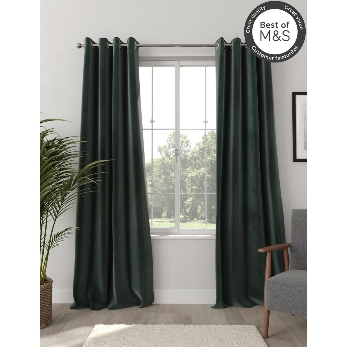 M&S Velvet Eyelet Blackout Curtains - WDR72 - Charcoal, Charcoal,Grey,Champagne,Latte,Soft Pink,Duck Egg,Forest Green,Rust – image 2