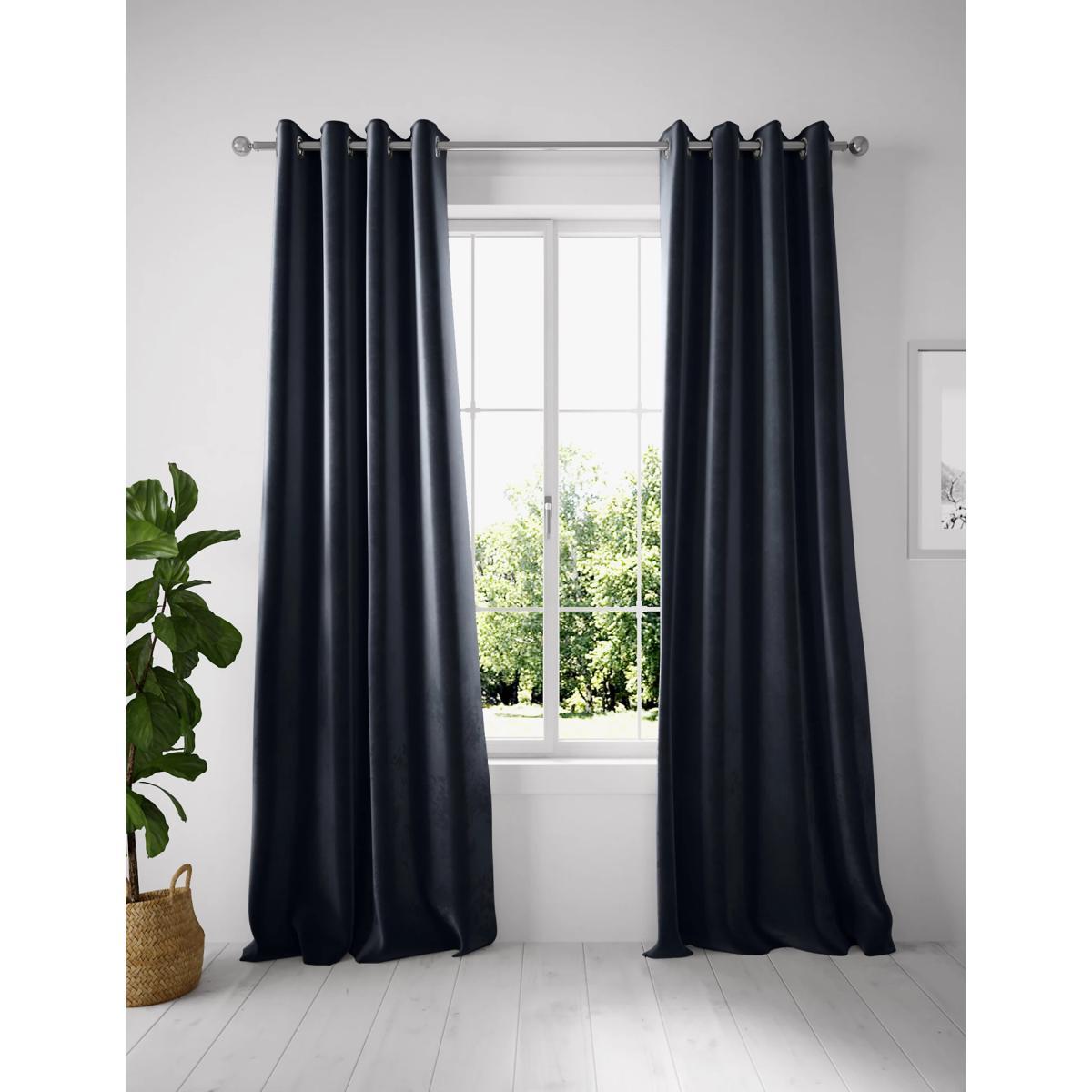 M&S Velvet Eyelet Curtains - WDR72 - Latte, Latte,Pink,Charcoal,Navy,Grey – image 2