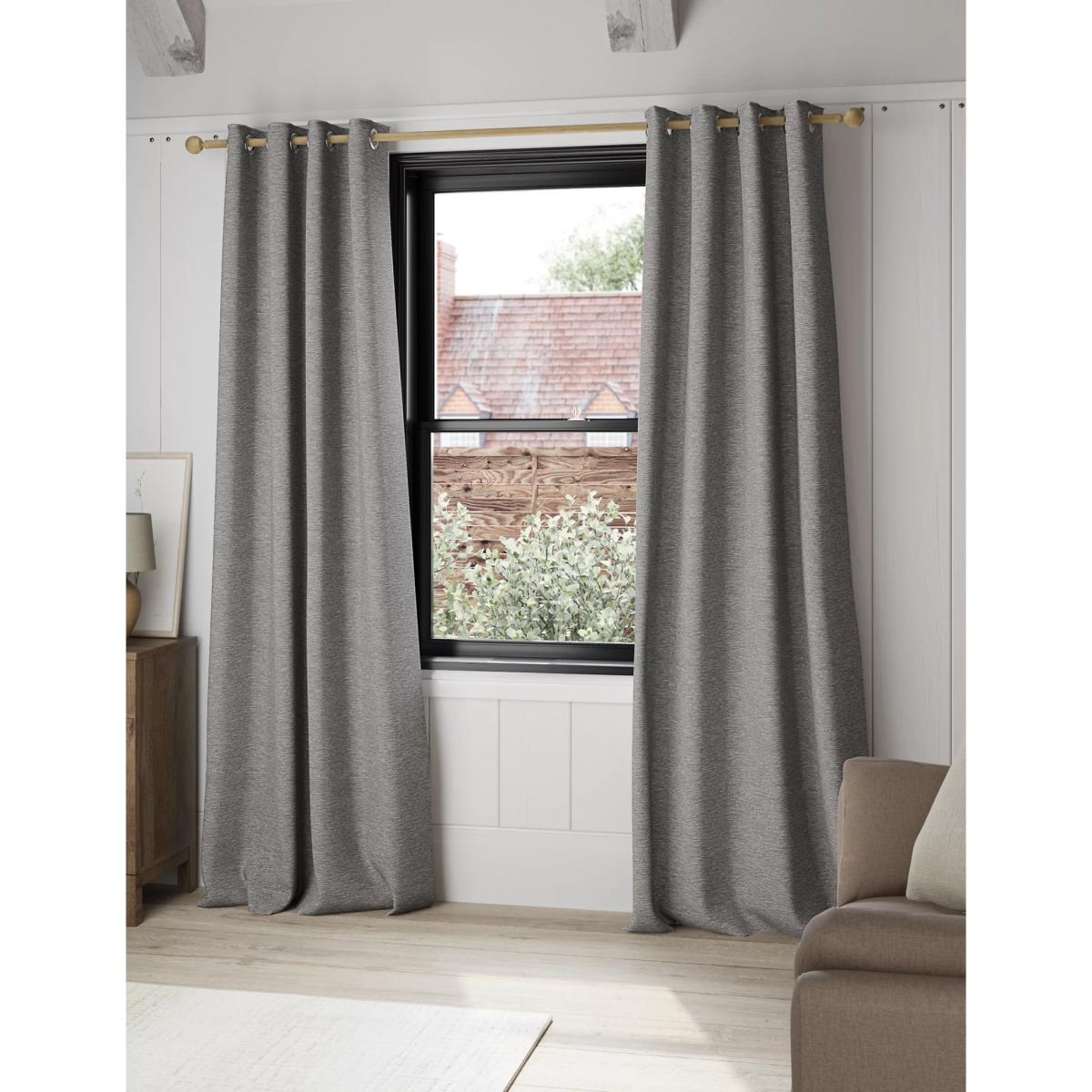 M&S Chenille Eyelet Curtains - WDR54 - Navy, Navy,Light Grey – image 4