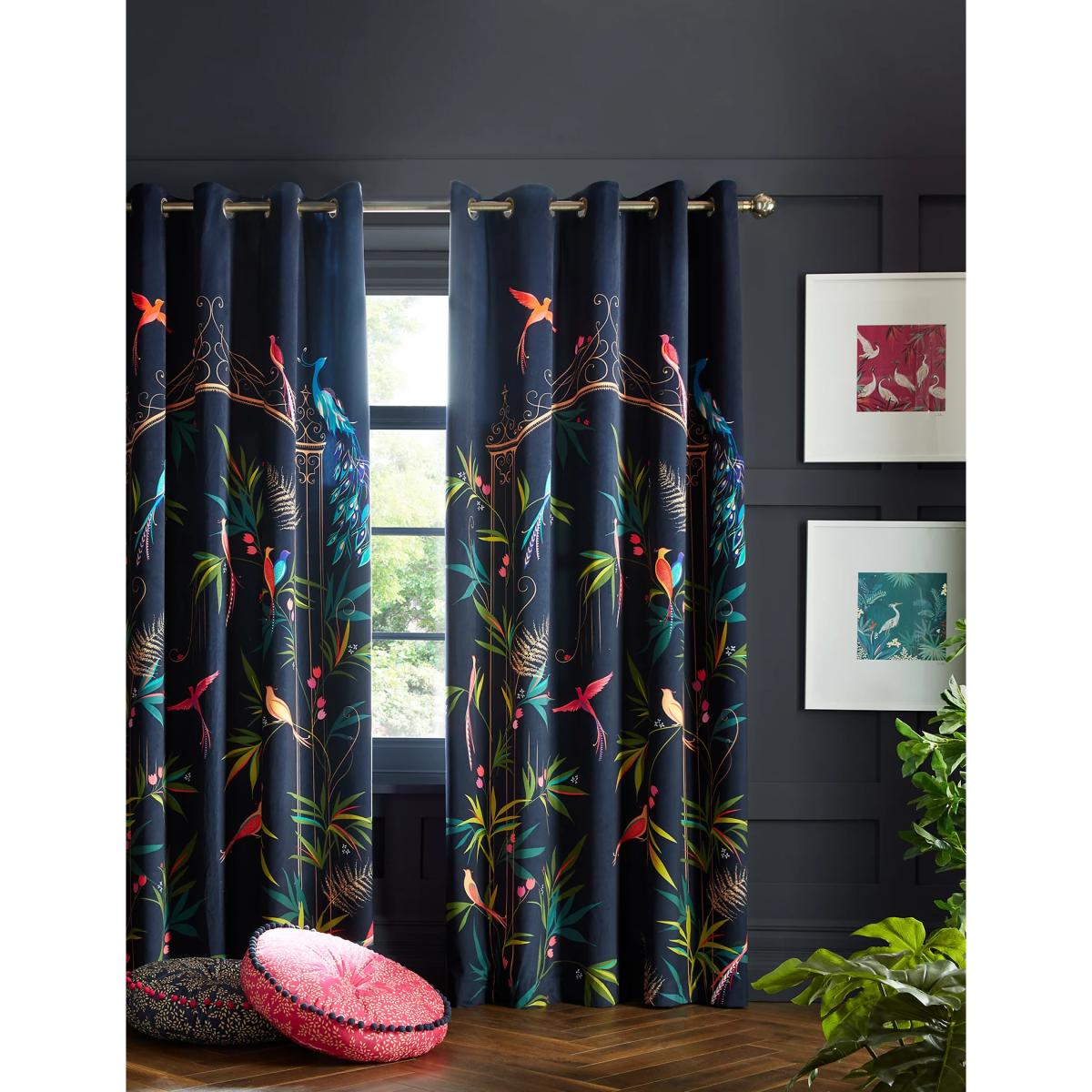Sara Miller Velvet Enchanted Gate Curtains - B9090 - Navy, Navy – image 2