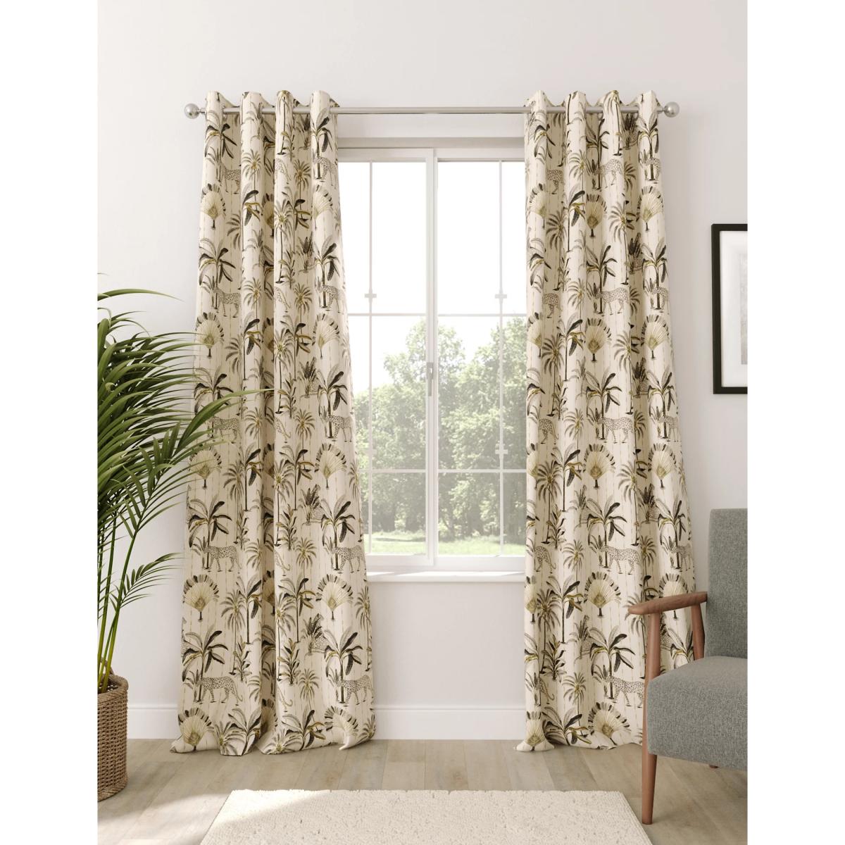 M&S Cotton Blend Leopard Eyelet Blackout Curtains - EW72 - Olive Mix, Olive Mix – image 2