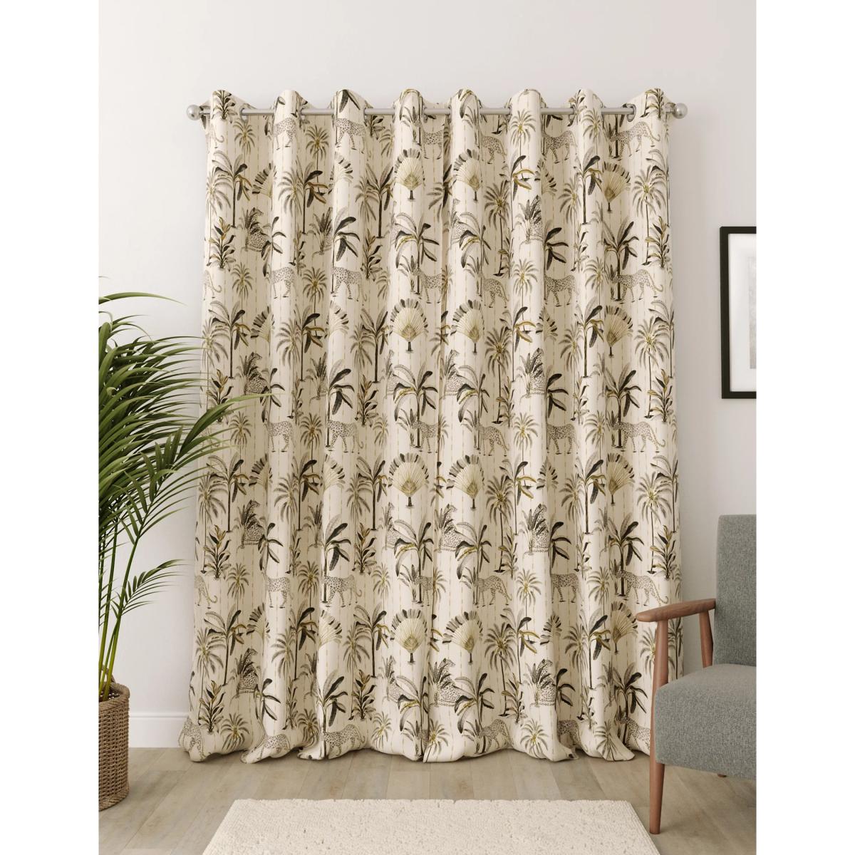 M&S Cotton Blend Leopard Eyelet Blackout Curtains - EW72 - Olive Mix, Olive Mix – image 4