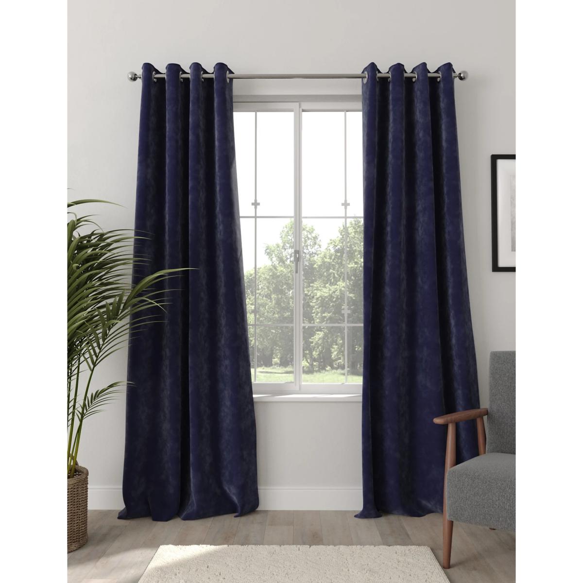 M&S Velour Eyelet Blackout Curtains - WDR72 - Silver Grey, Silver Grey,Dark Charcoal,Dark Grey,Champagne,Dark Red,Royal Blue,Duck Egg,Soft Pink,Olive Mix – image 2