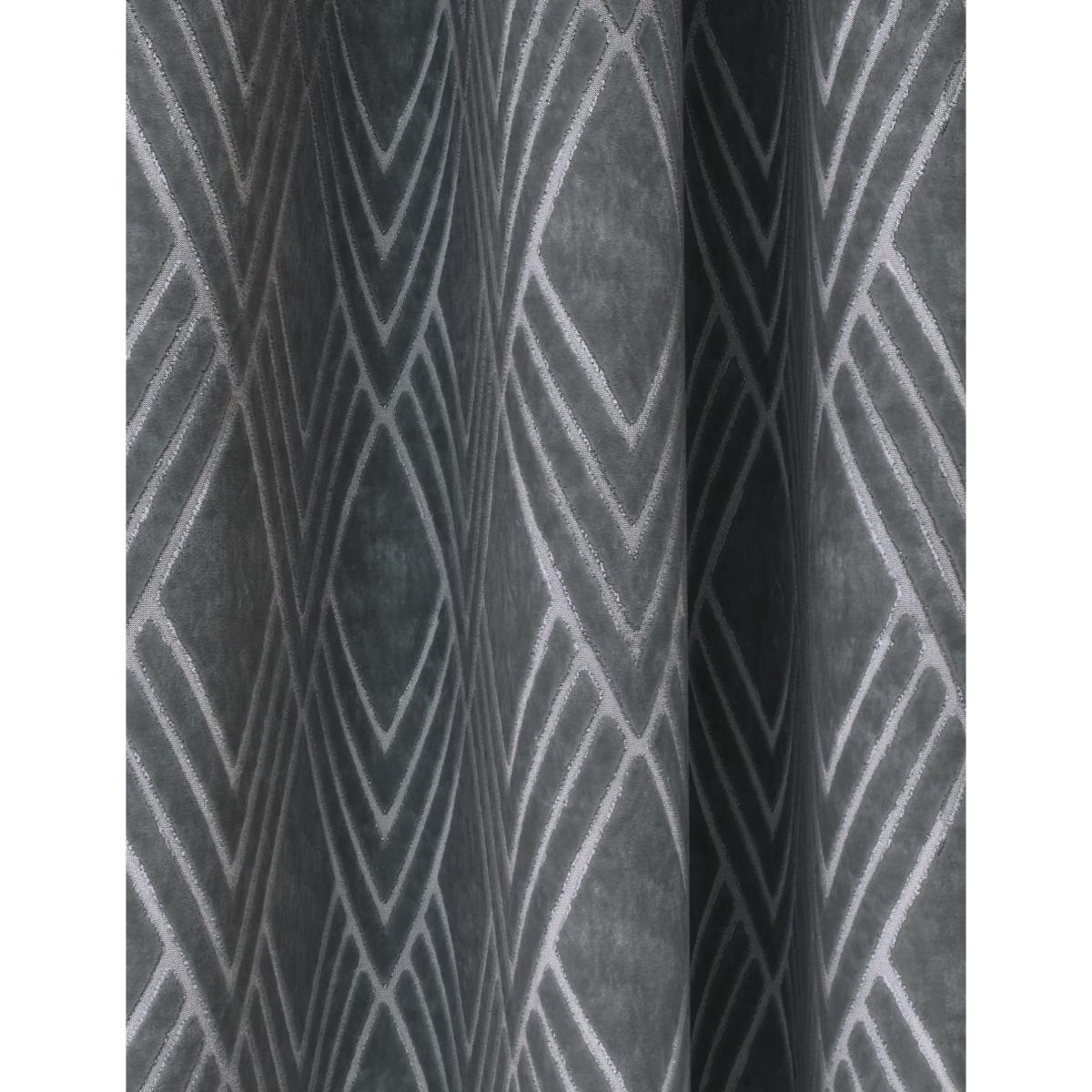 M&S Velvet Geometric Eyelet Curtains - WDR72 - Navy, Navy,Grey – image 2