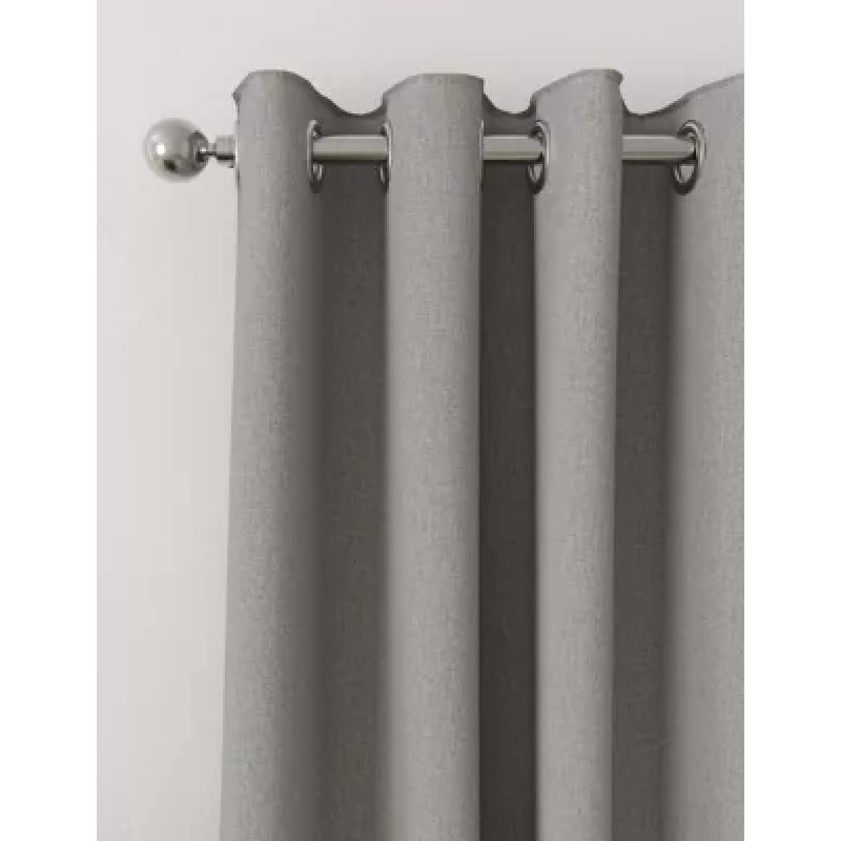 M&S Brushed Eyelet Blackout Curtains - EW72 - Light Grey, Light Grey,Teal,Duck Egg,Natural,Ochre,Blush,Navy,Champagne,Charcoal Mix – image 1