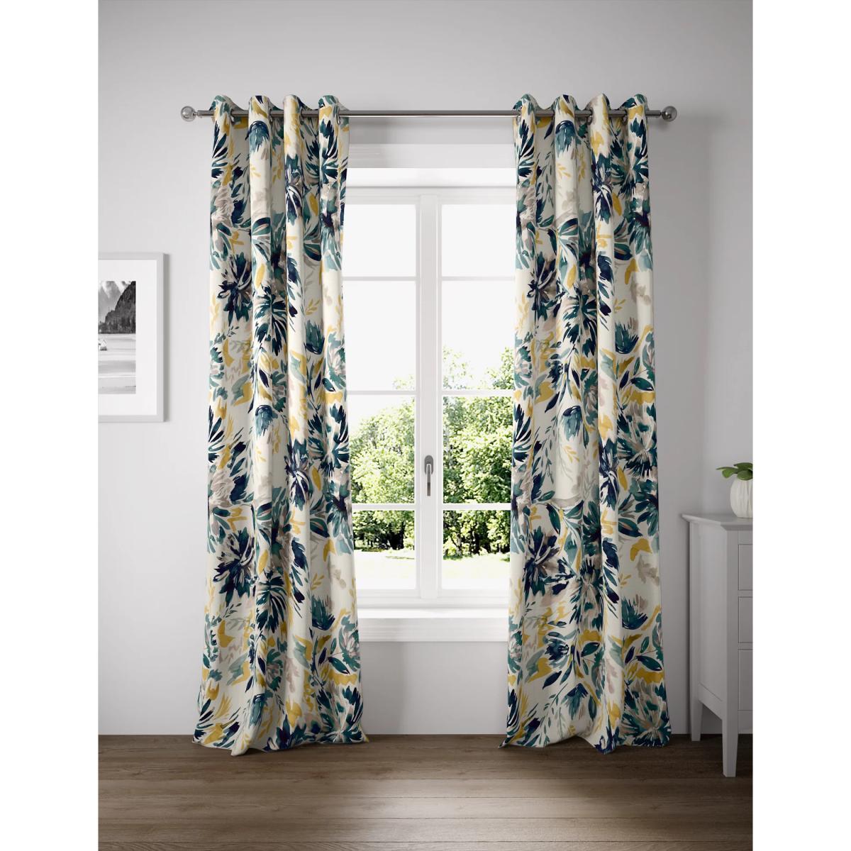 M&S Watercolour Eyelet Curtains - WDR72 - Blue Mix, Blue Mix – image 1