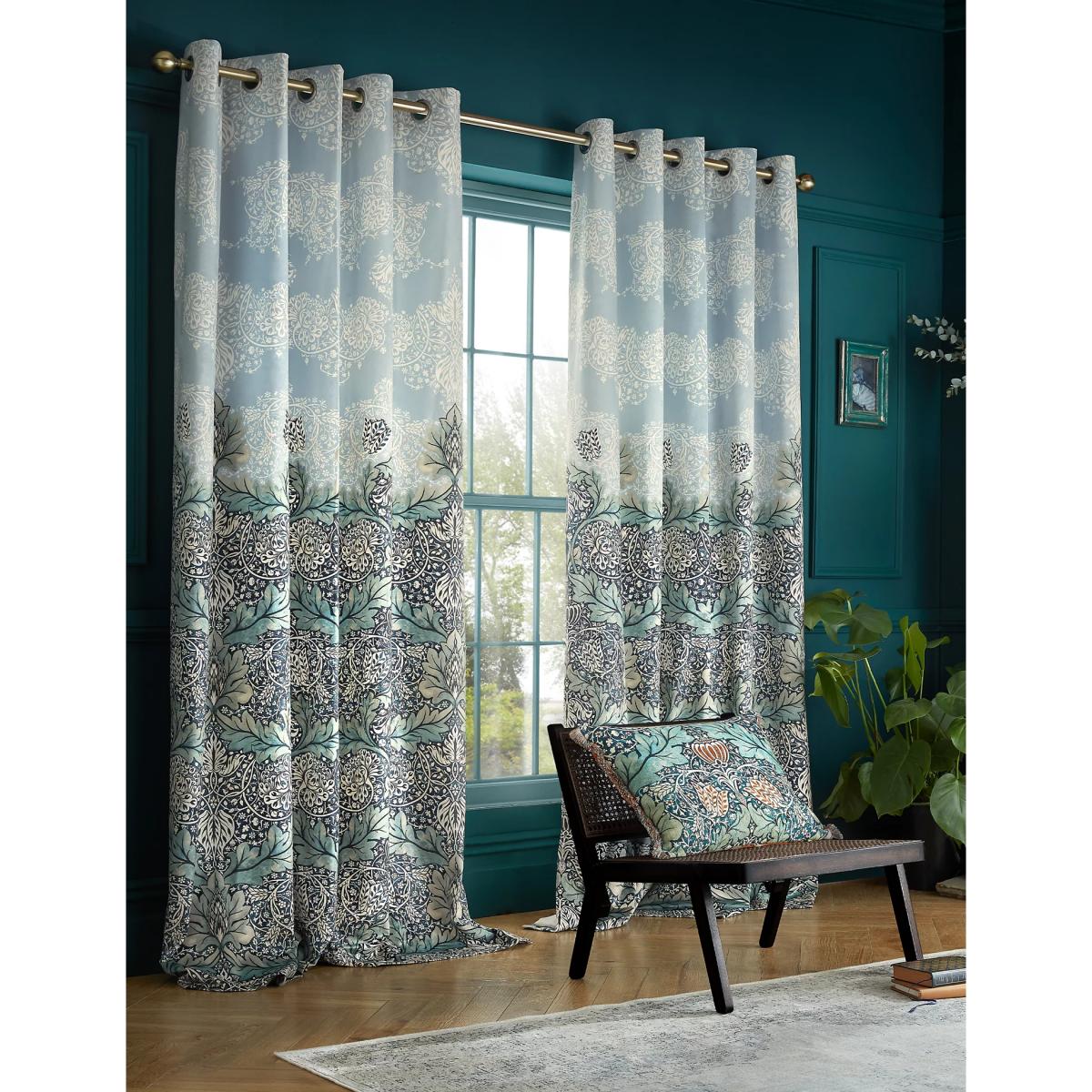 William Morris At Home Velvet Avon Chintz Eyelet Curtains - WDR90 - Indigo, Indigo – image 2