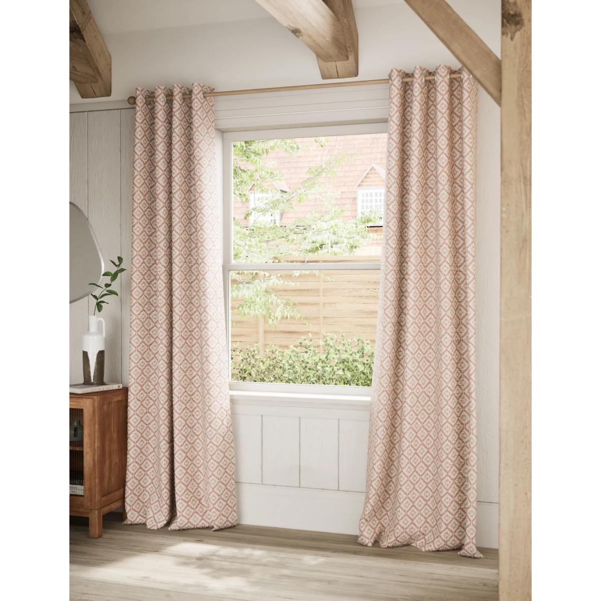 M&S Ikat Jacquard Eyelet Curtains - WDR72 - Rust, Rust – image 2