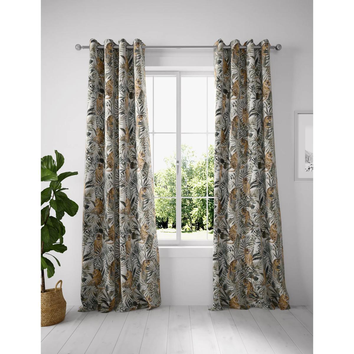 M&S Cotton Rich Tiger Eyelet Curtains - WDR72 - Multi, Multi – image 2