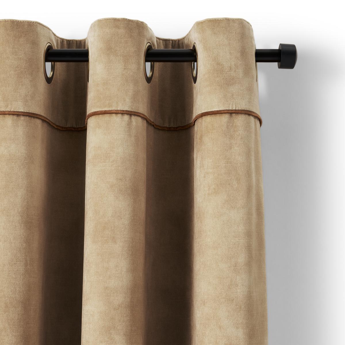 Castele Luxury Eyelet Lined Pair of Curtains, 135 x 260cm, Caramel – image 2