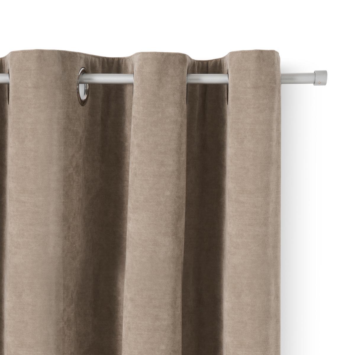 Jovian Eyelet Lined Pair of Curtains, 135 x 260 cm, Taupe – image 2