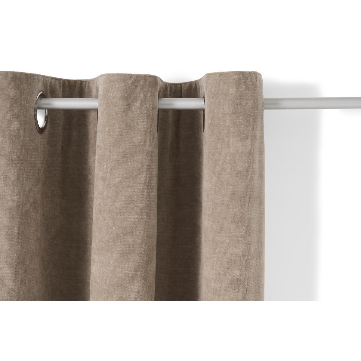 Jovian Eyelet Lined Pair of Curtains, 135 x 260 cm, Taupe – image 3