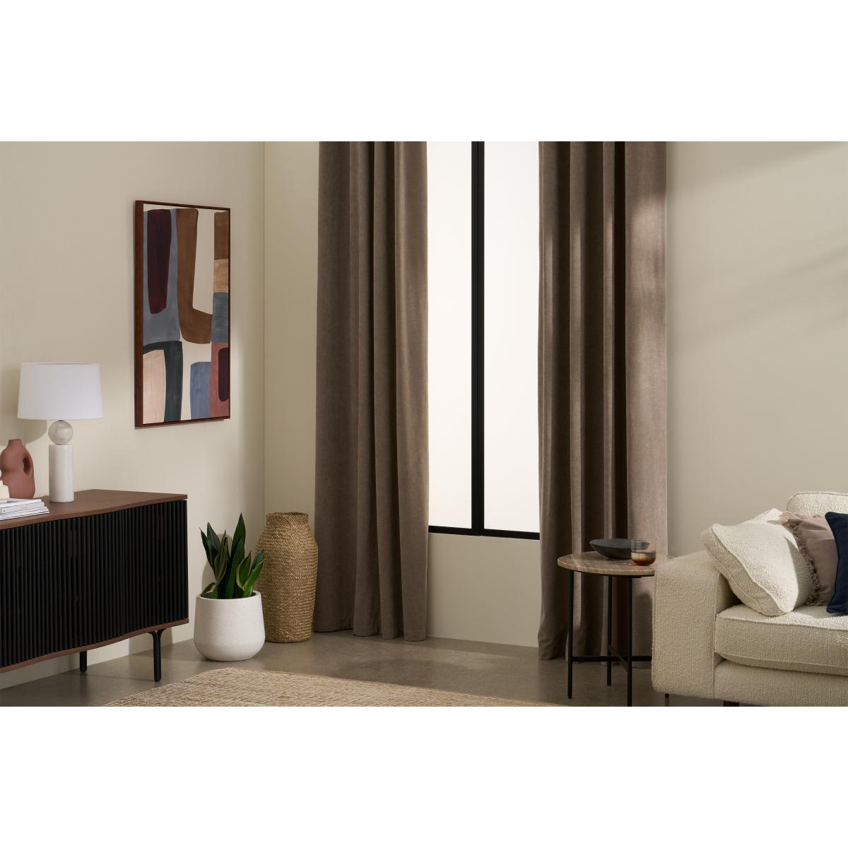 Jovian Eyelet Lined Pair of Curtains, 135 x 260 cm, Taupe – image 4