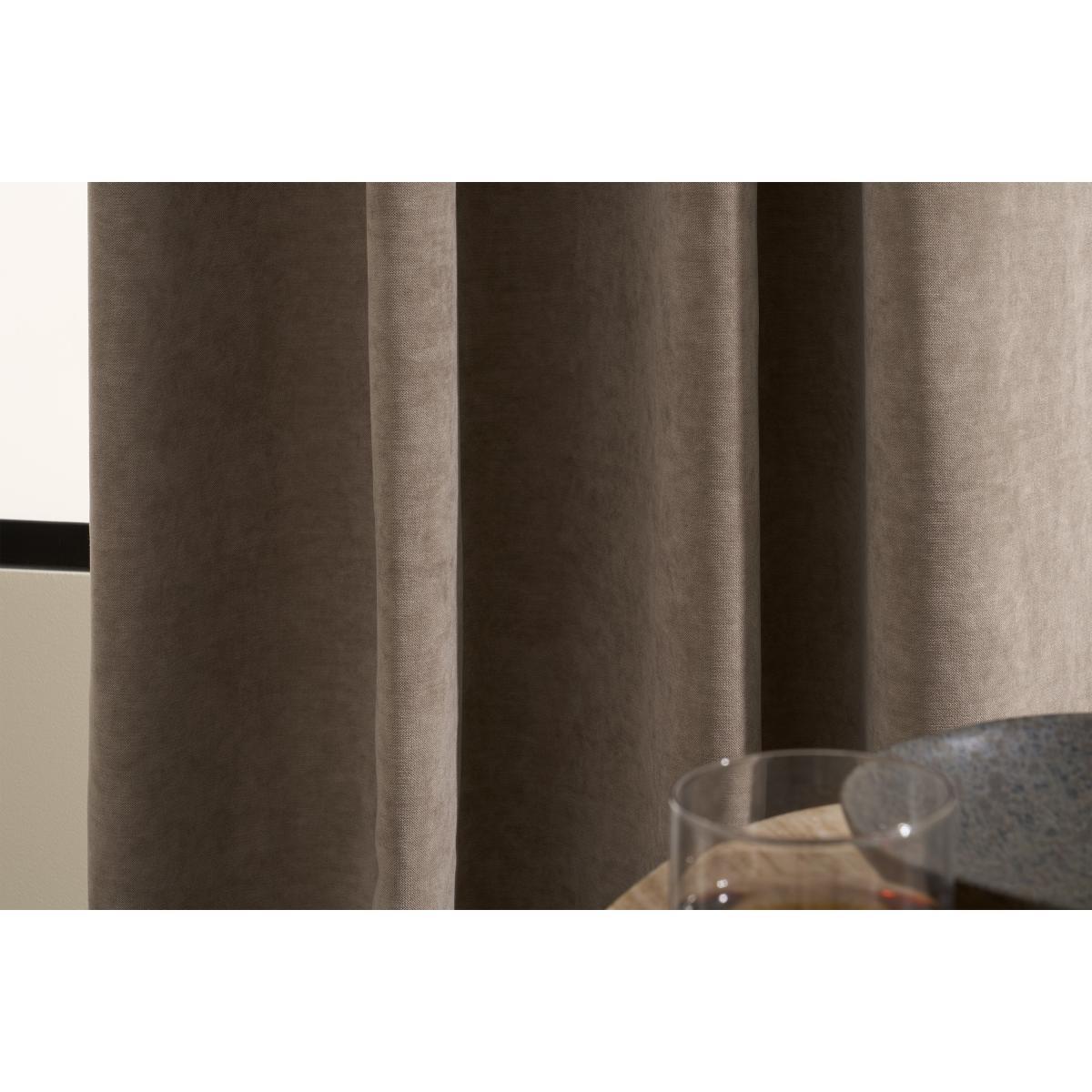 Jovian Eyelet Lined Pair of Curtains, 135 x 260 cm, Taupe – image 5