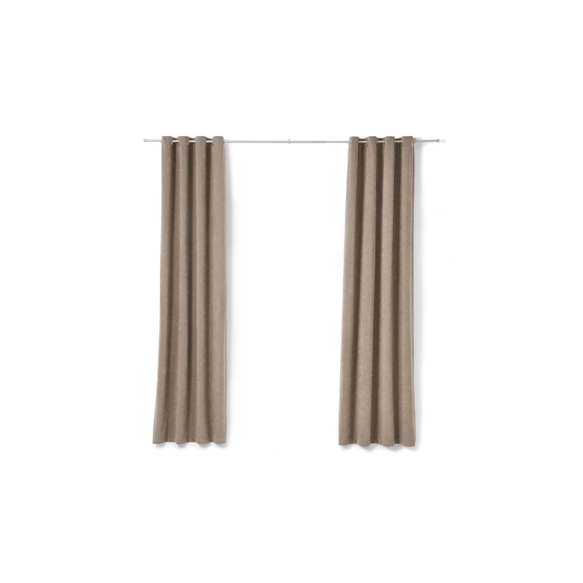 Jovian Eyelet Lined Pair of Curtains, 135 x 260 cm, Taupe – image 6