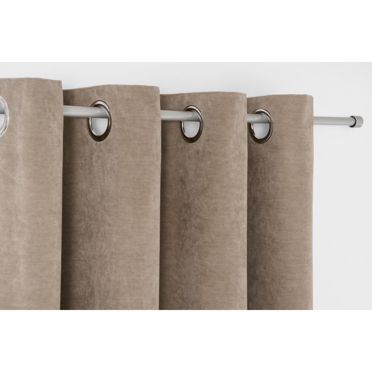 Jovian Eyelet Lined Pair of Curtains, 135 x 260 cm, Taupe – image 7