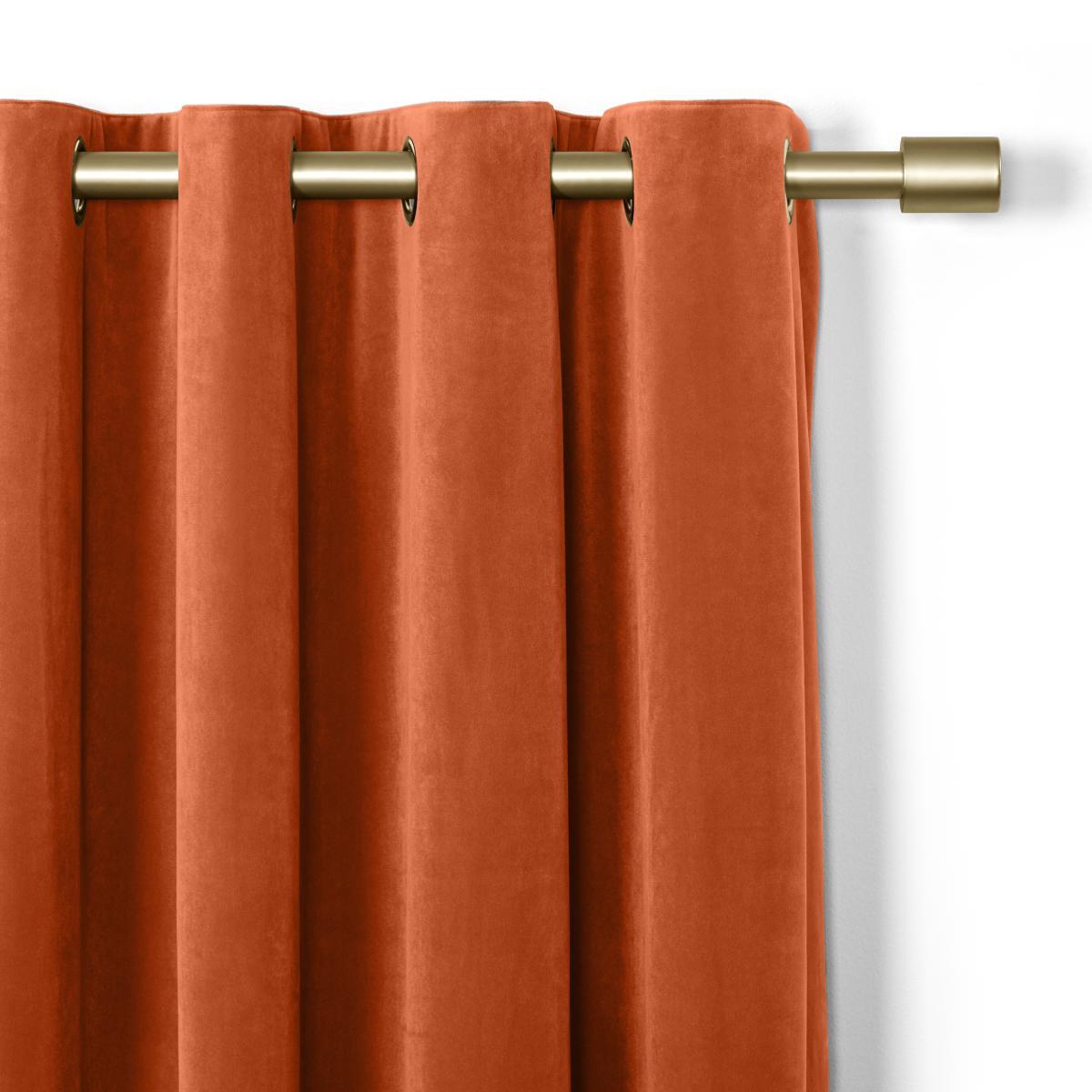 Julius Lined Velvet Eyelet Pair of Curtains, 168 x 228cm, Burnt Orange – image 2